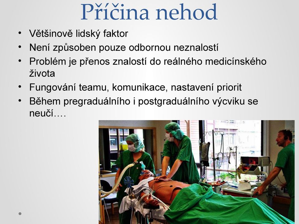 medicínského života Fungování teamu, komunikace, nastavení