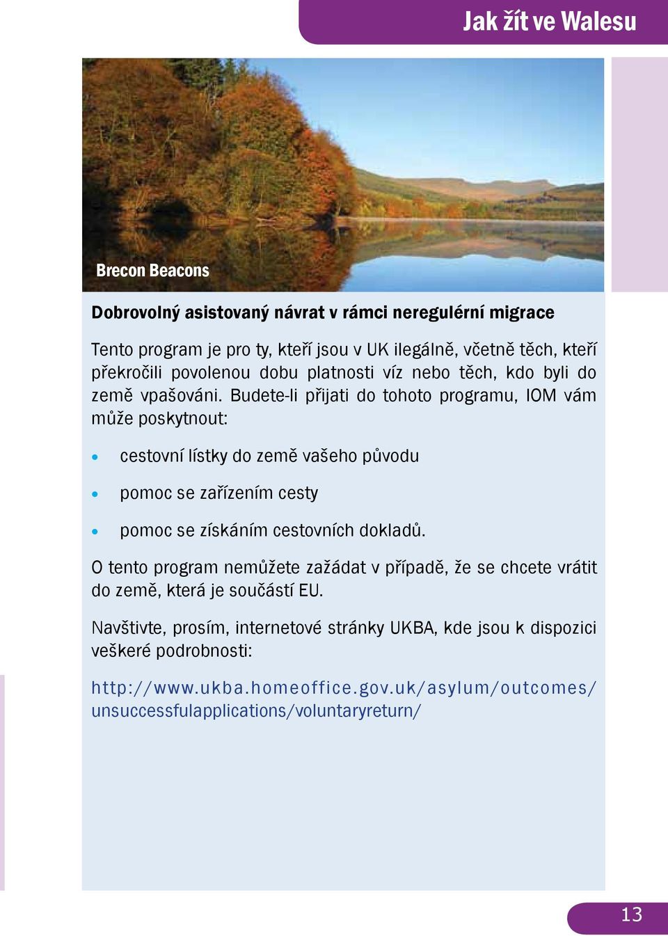 Budete-li přijati do tohoto programu, IOM vám může poskytnout: cestovní lístky do země vašeho původu pomoc se zařízením cesty pomoc se získáním cestovních dokladů.