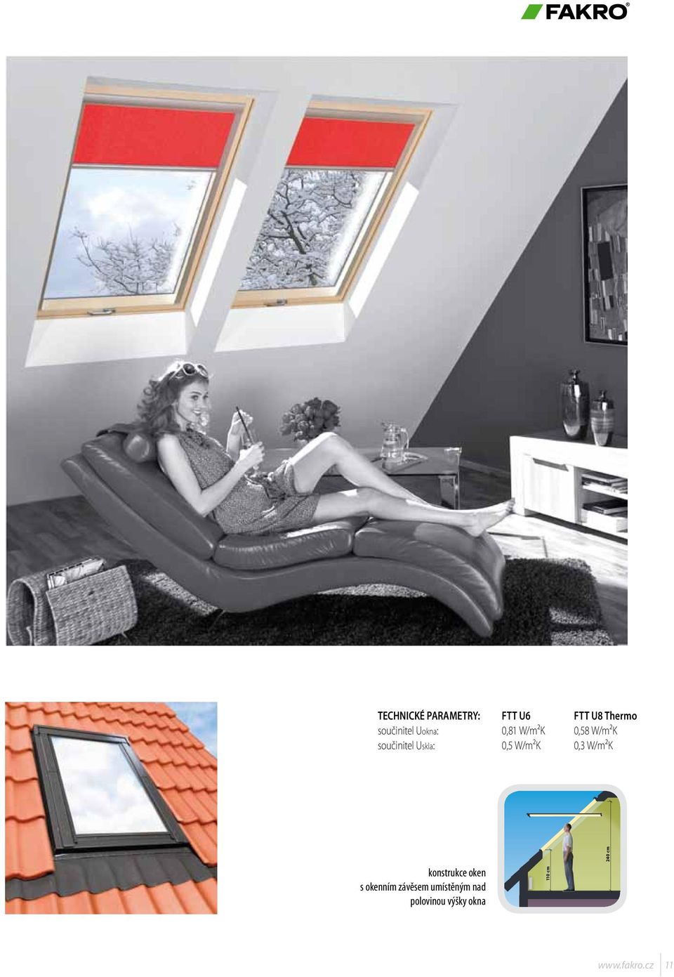 W/m²K 0,3 W/m²K konstrukce oken s okenním závěsem