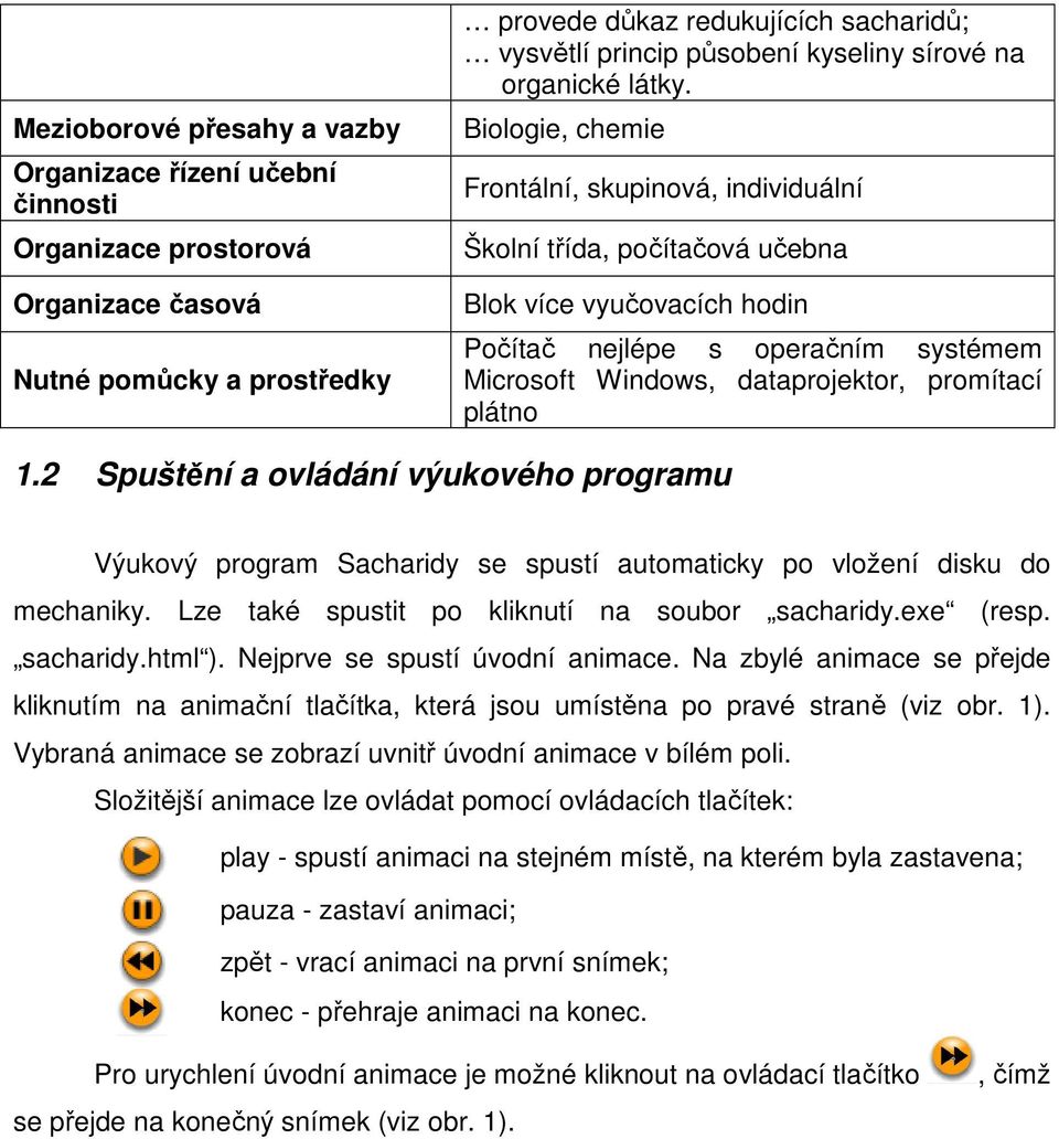 Biologie, chemie Frontální, skupinová, individuální Školní třída, počítačová učebna Blok více vyučovacích hodin Počítač nejlépe s operačním systémem Microsoft Windows, dataprojektor, promítací plátno