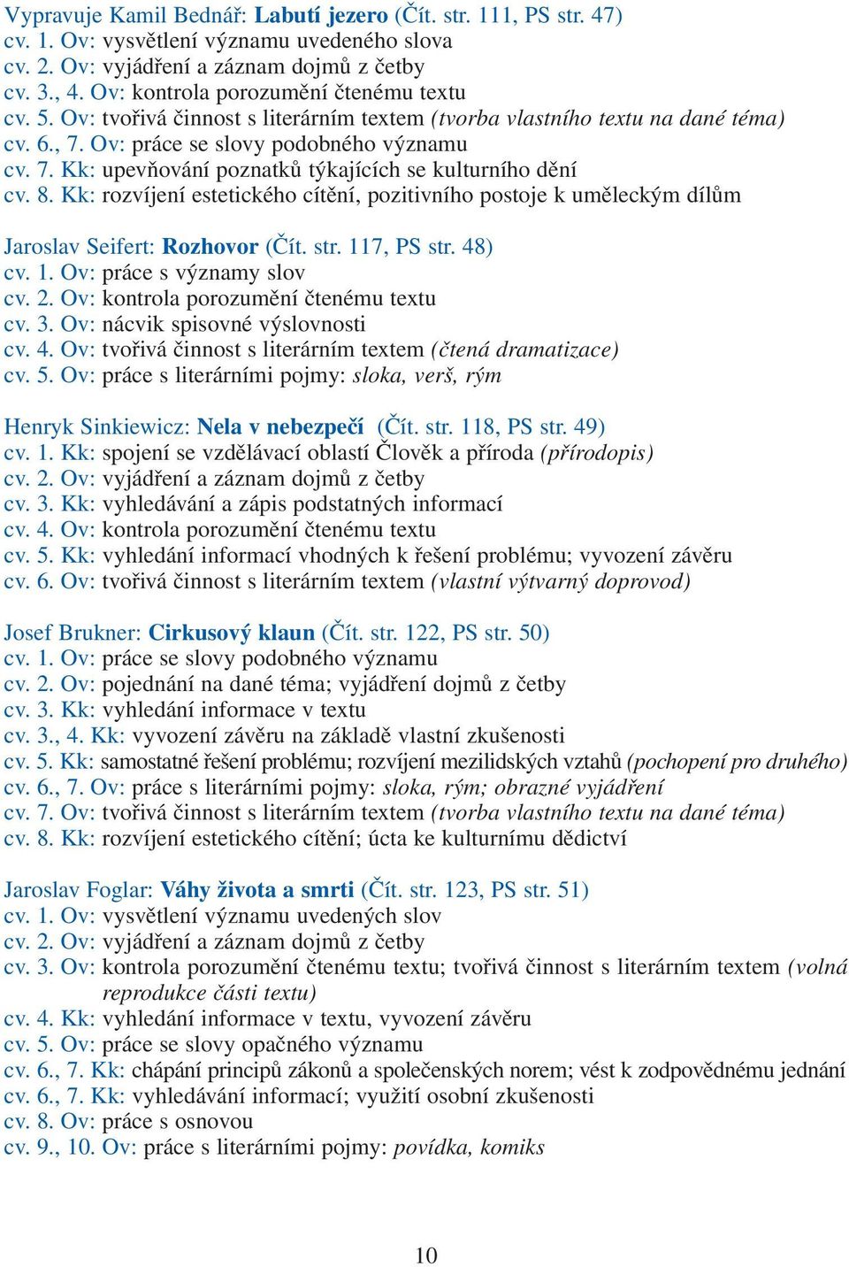 Kk: rozvíjení estetického cítění, pozitivního postoje k uměleckým dílům Jaroslav Seifert: Rozhovor (Čít. str. 117, PS str. 48) cv. 1. Ov: práce s významy slov cv. 3.