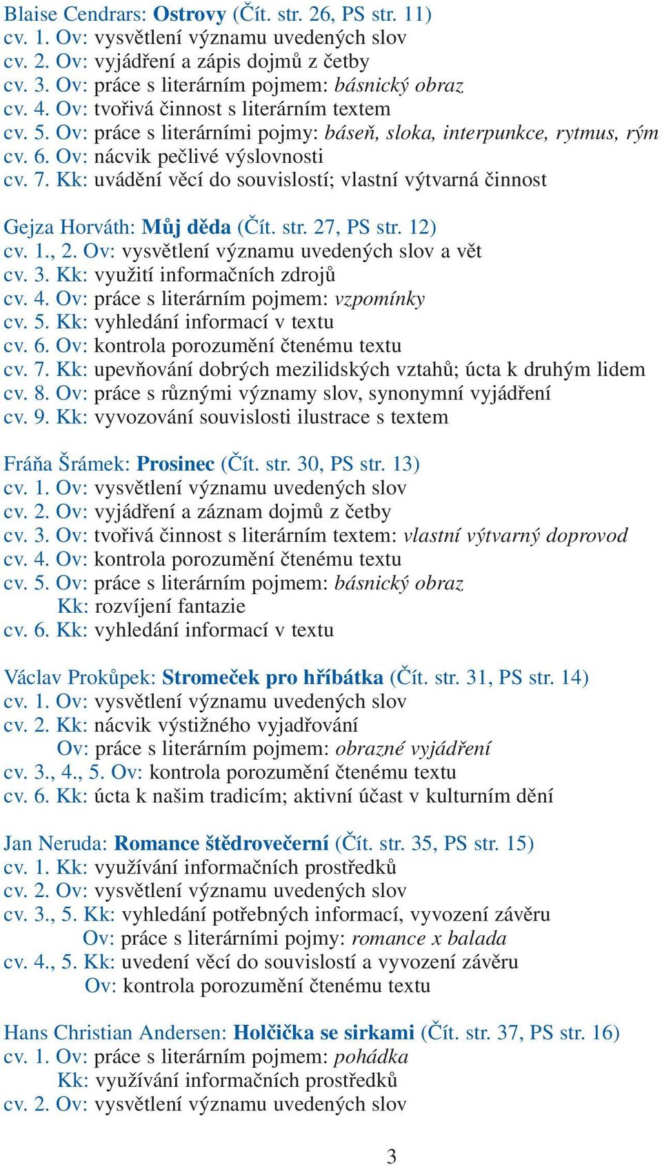 Kk: uvádění věcí do souvislostí; vlastní výtvarná činnost Gejza Horváth: Můj děda (Čít. str. 27, PS str. 12) cv. 1., 2. Ov: vysvětlení významu uvedených slov a vět cv. 3.