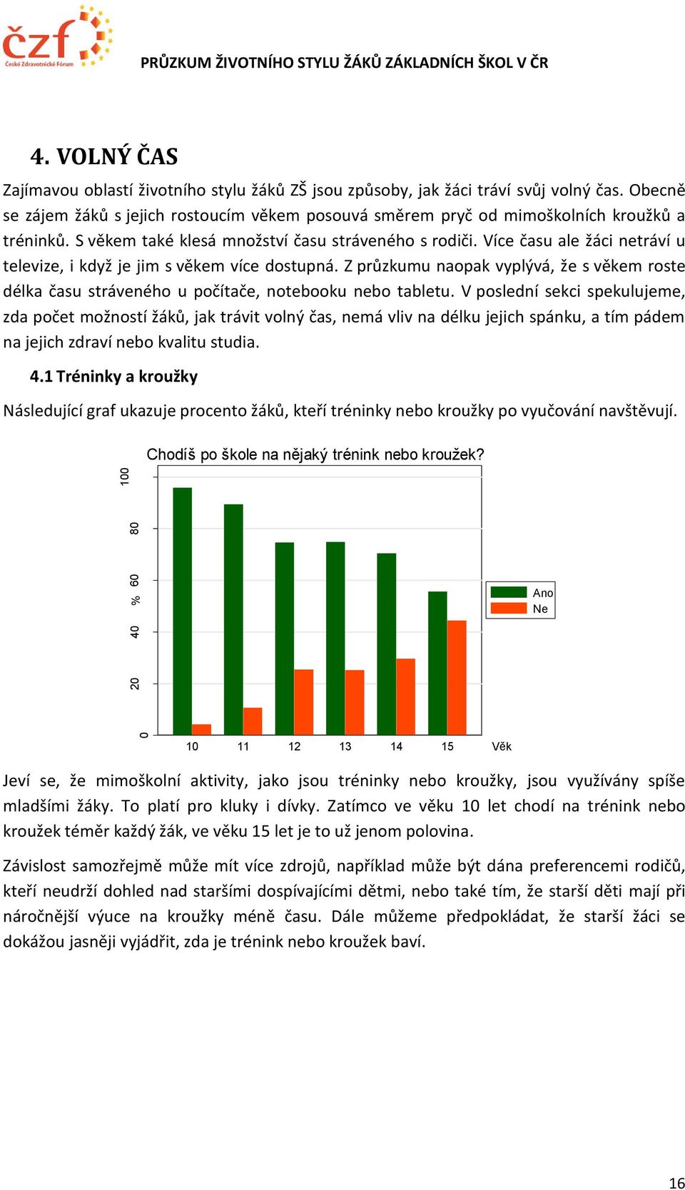 Více času ale žáci netráví u televize, i když je jim s věkem více dostupná. Z průzkumu naopak vyplývá, že s věkem roste délka času stráveného u počítače, notebooku nebo tabletu.