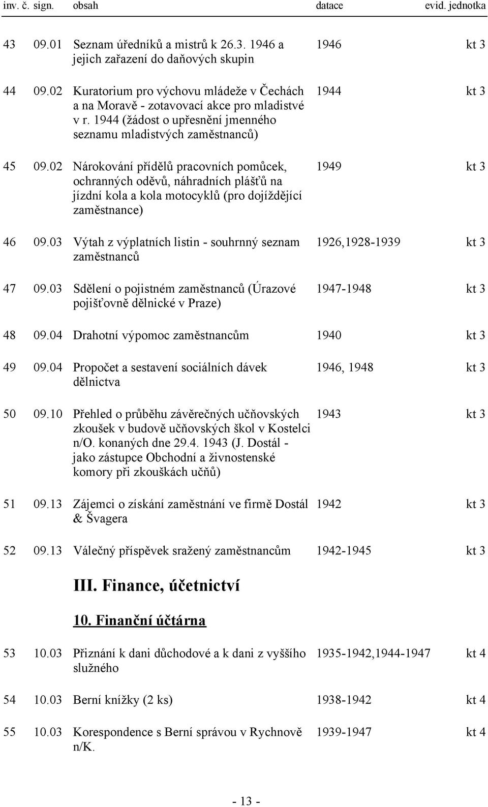 02 Nárokování přídělů pracovních pomůcek, ochranných oděvů, náhradních plášťů na jízdní kola a kola motocyklů (pro dojíždějící zaměstnance) 46 09.