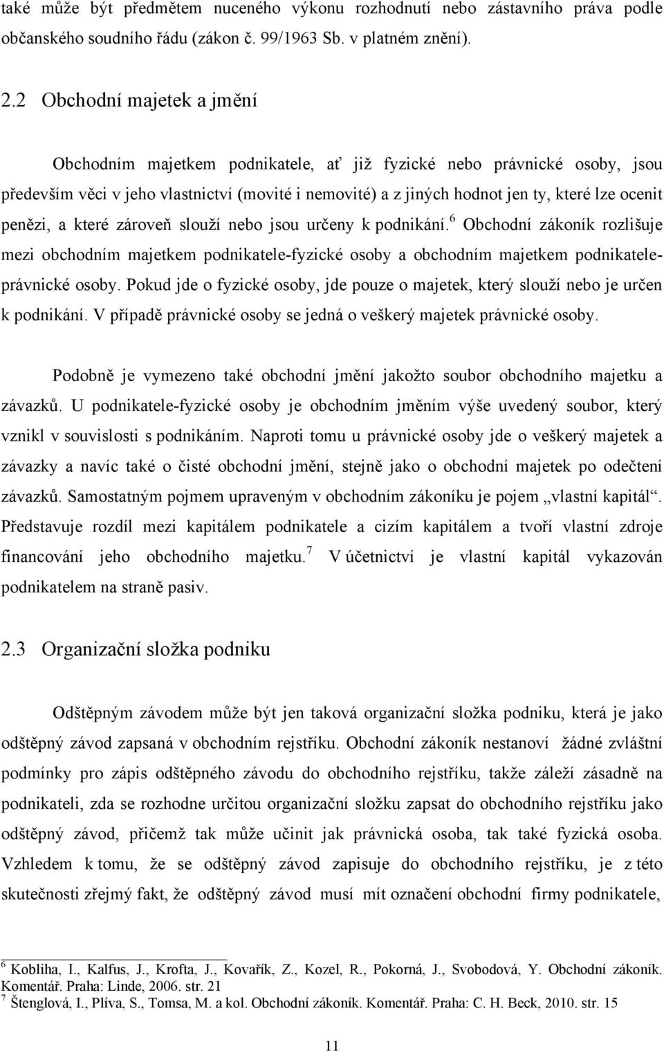 penězi, a které zároveň slouží nebo jsou určeny k podnikání. 6 Obchodní zákoník rozlišuje mezi obchodním majetkem podnikatele-fyzické osoby a obchodním majetkem podnikateleprávnické osoby.