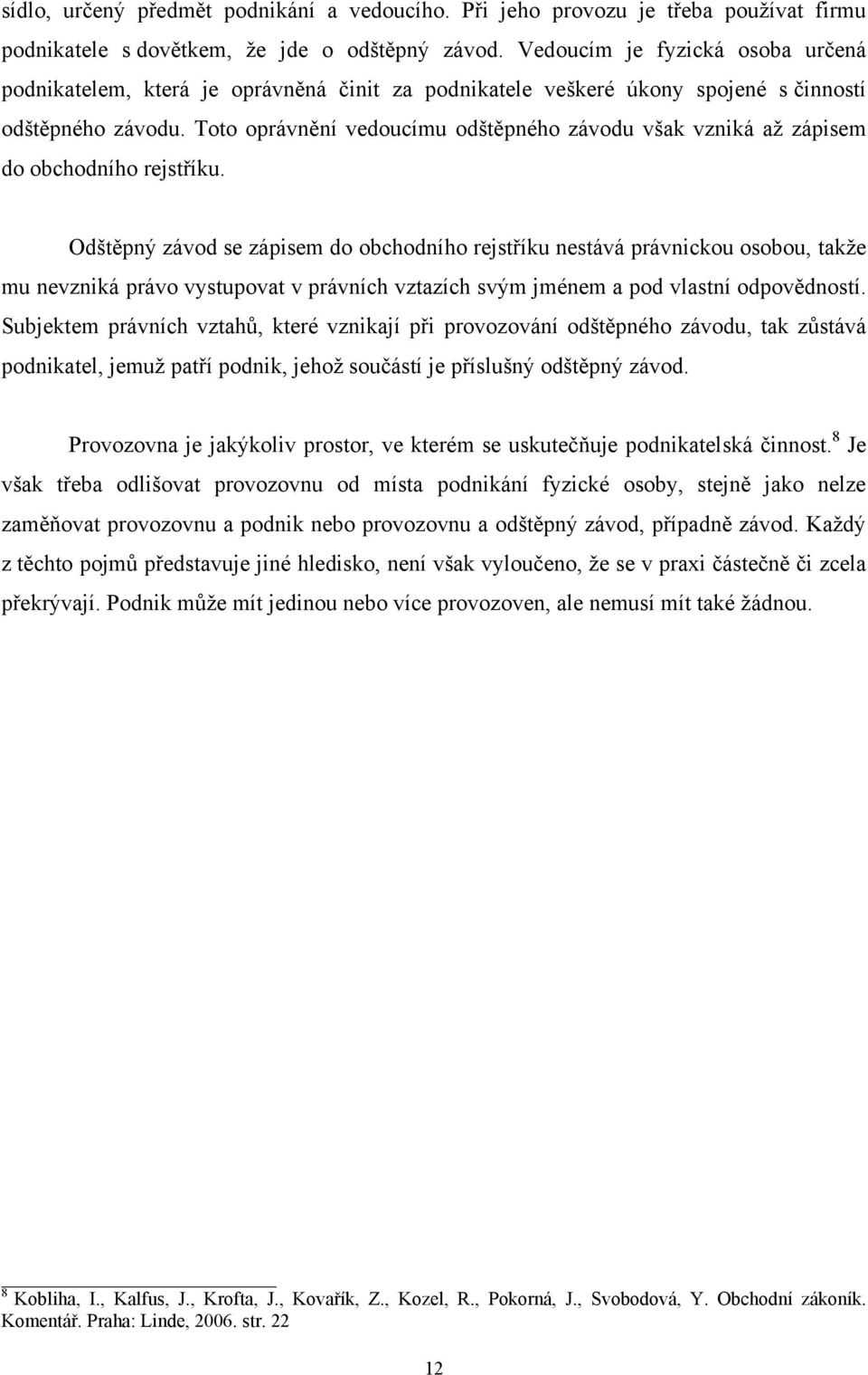 Toto oprávnění vedoucímu odštěpného závodu však vzniká až zápisem do obchodního rejstříku.