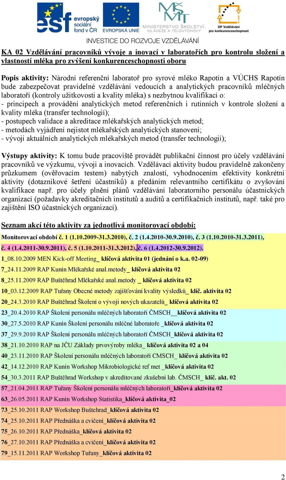 principech a provádění analytických metod referenčních i rutinních v kontrole složení a kvality mléka (transfer technologií); - postupech validace a akreditace mlékařských analytických metod; -