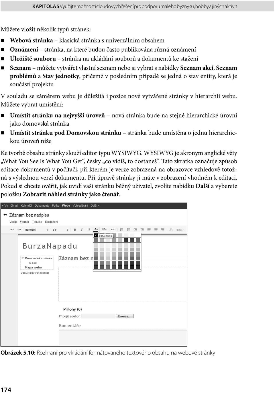 akcí, Seznam problémů a Stav jednotky, přičemž v posledním případě se jedná o stav entity, která je součástí projektu V souladu se záměrem webu je důležitá i pozice nově vytvářené stránky v