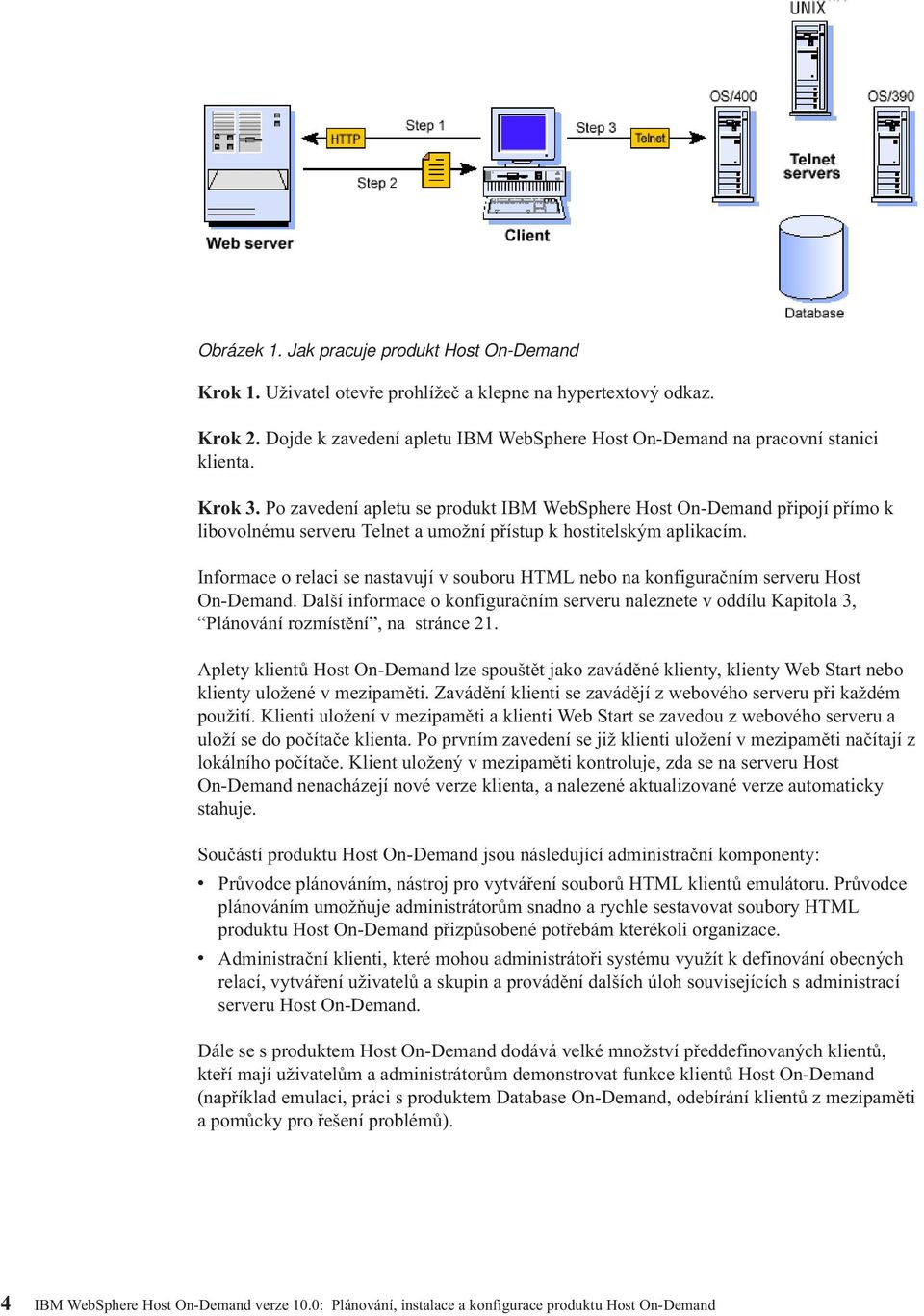 Po zavedení apletu se produkt IBM WebSphere Host On-Demand připojí přímo k libovolnému serveru Telnet a umožní přístup k hostitelským aplikacím.