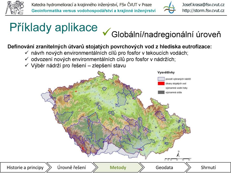 environmentálních cílů pro fosfor v tekoucích vodách; odvození nových