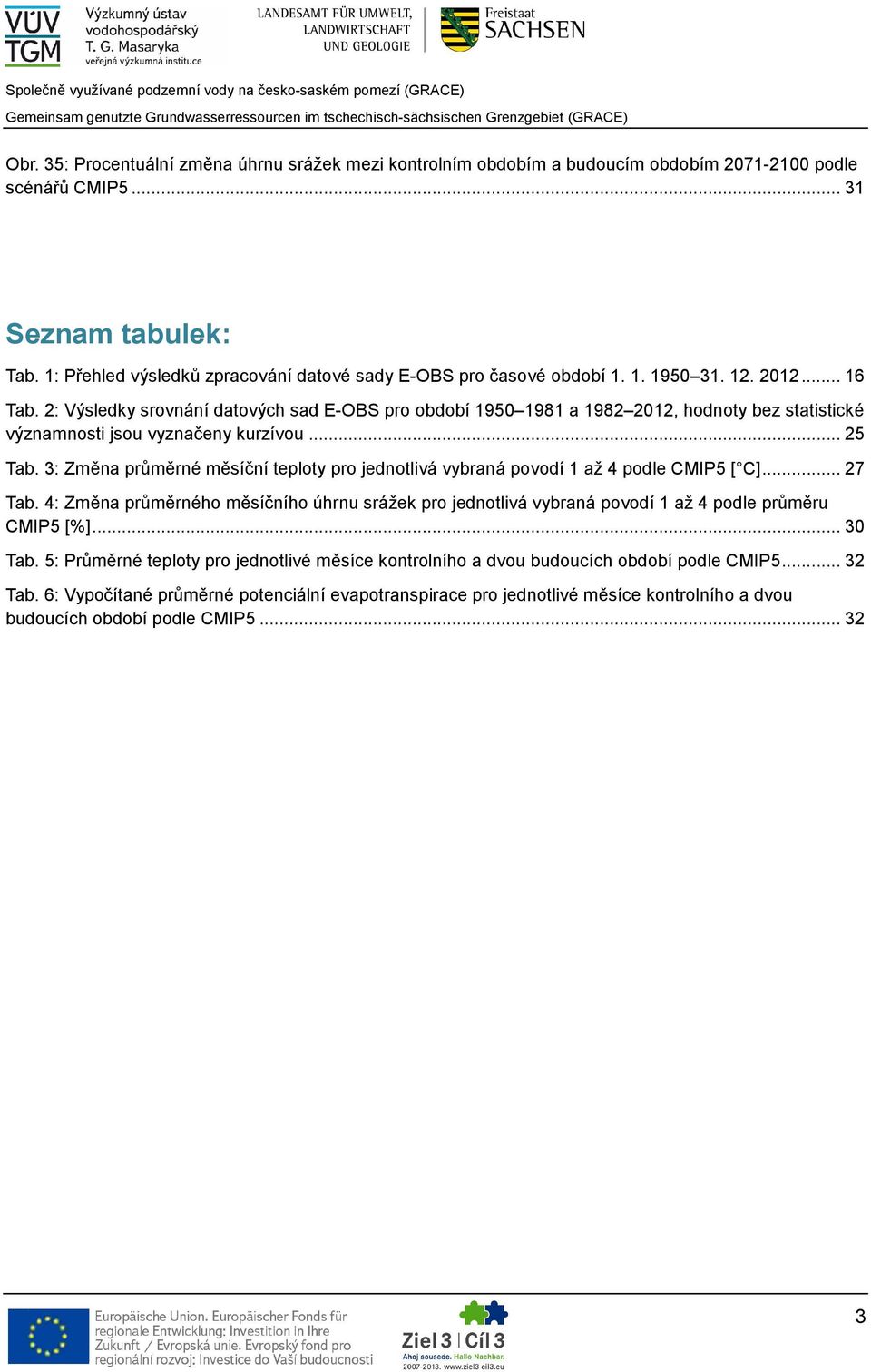 2: Výsledky srovnání datových sad E-OBS pro období 1950 1981 a 1982 2012, hodnoty bez statistické významnosti jsou vyznačeny kurzívou... 25 Tab.