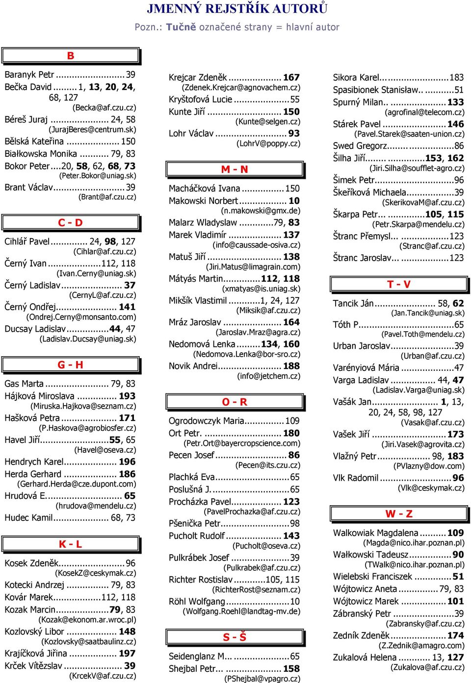 ..112, 118 (Ivan.Cerny@uniag.sk) Černý Ladislav... 37 (CernyL@af.czu.cz) Černý Ondřej... 141 (Ondrej.Cerny@monsanto.com) Ducsay Ladislav...44, 47 (Ladislav.Ducsay@uniag.sk) G - H Gas Marta.