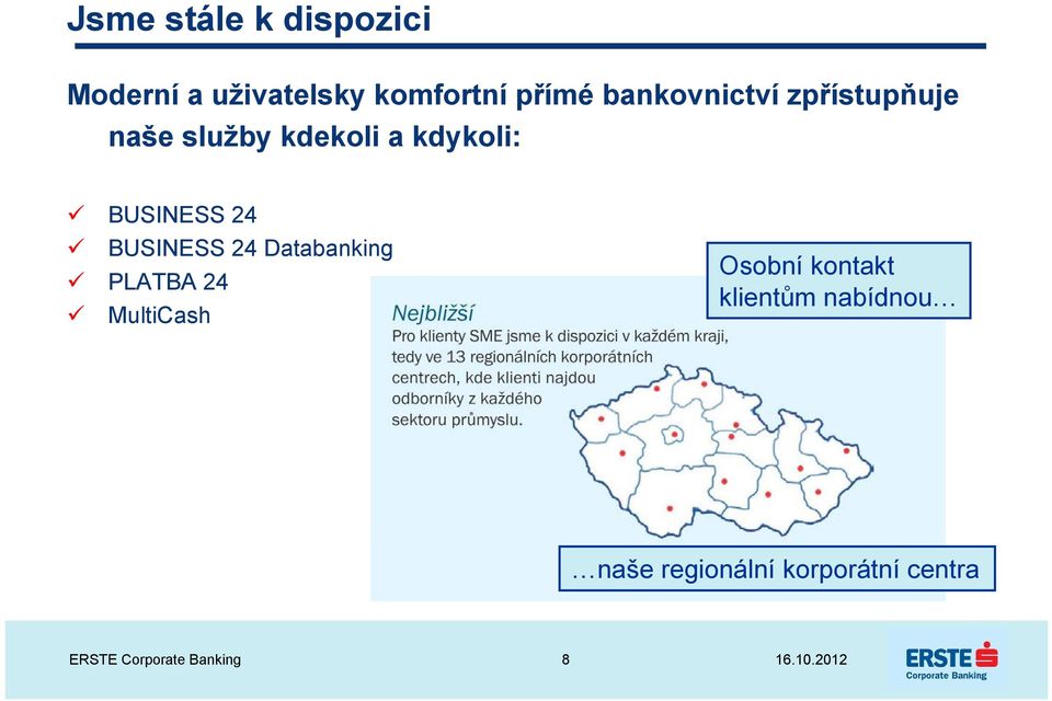 24 BUSINESS 24 Databanking PLATBA 24 MultiCash Osobní kontakt