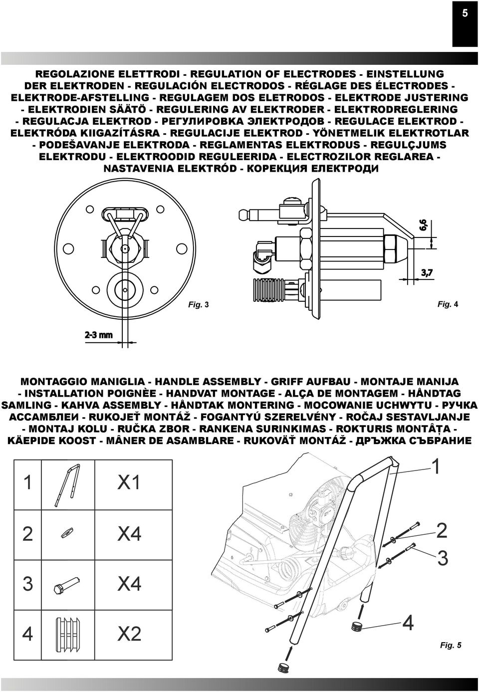 ELEKTROTLAR - PODEŠAVANJE ELEKTRODA - REGLAMENTAS ELEKTRODUS - REGULÇJUMS ELEKTRODU - ELEKTROODID REGULEERIDA - ELECTROZILOR REGLAREA - NASTAVENIA ELEKTRÓD - КОРЕКЦИЯ ЕЛЕКТРОДИ Fig. 3 Fig.