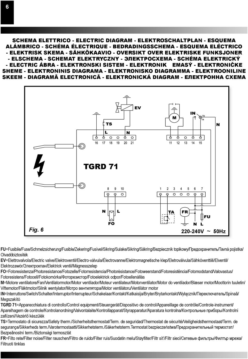 DIAGRAMMA - ELEKTROONILINE SKEEM - DIAGRAMĂ ELECTRONICĂ - ELEKTRONICKÁ DIAGRAM - ЕЛЕКТРОННА СХЕМА TGRD 71 Fig.