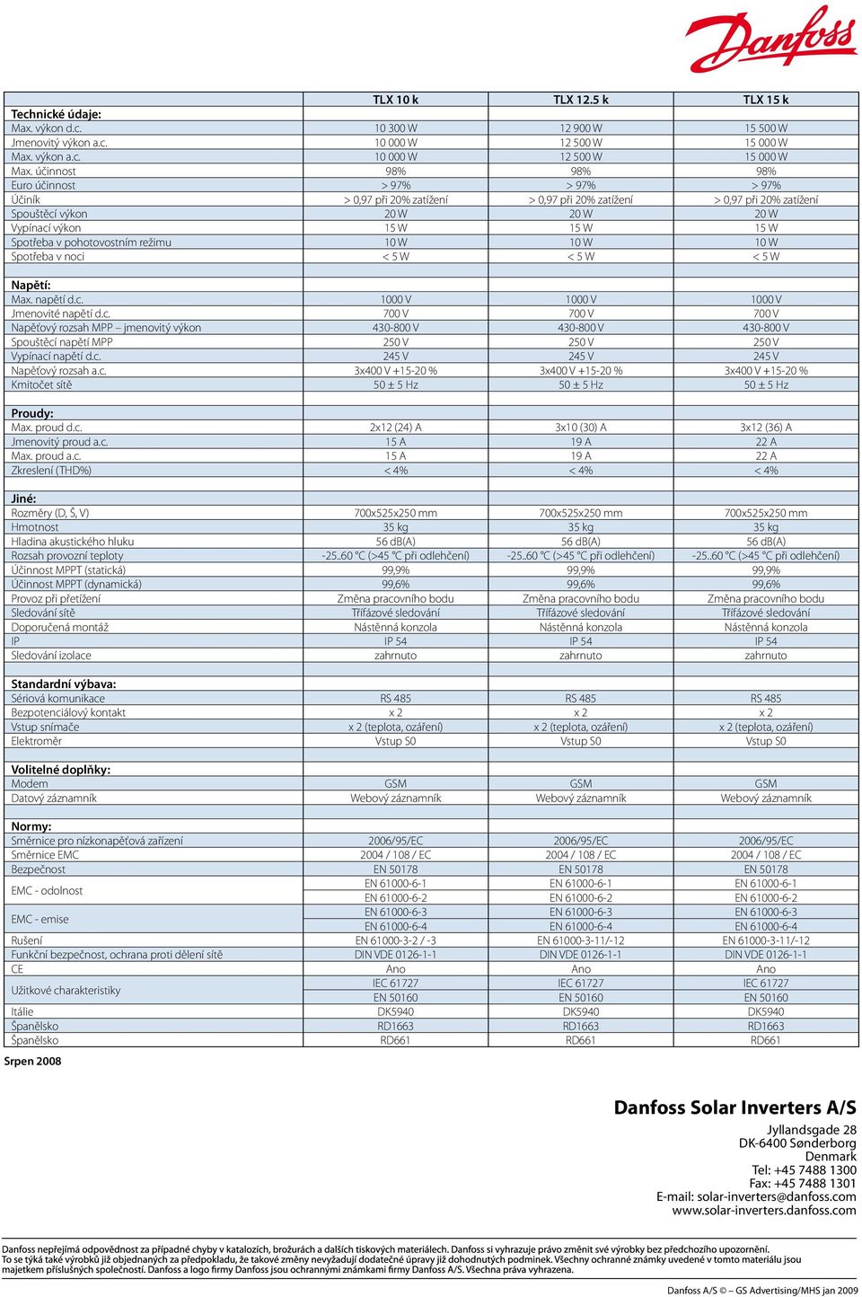 účinnost 98% 98% 98% Euro účinnost > 97% > 97% > 97% Účiník > 0,97 při 20% zatížení > 0,97 při 20% zatížení > 0,97 při 20% zatížení Spouštěcí výkon 20 W 20 W 20 W Vypínací výkon 15 W 15 W 15 W