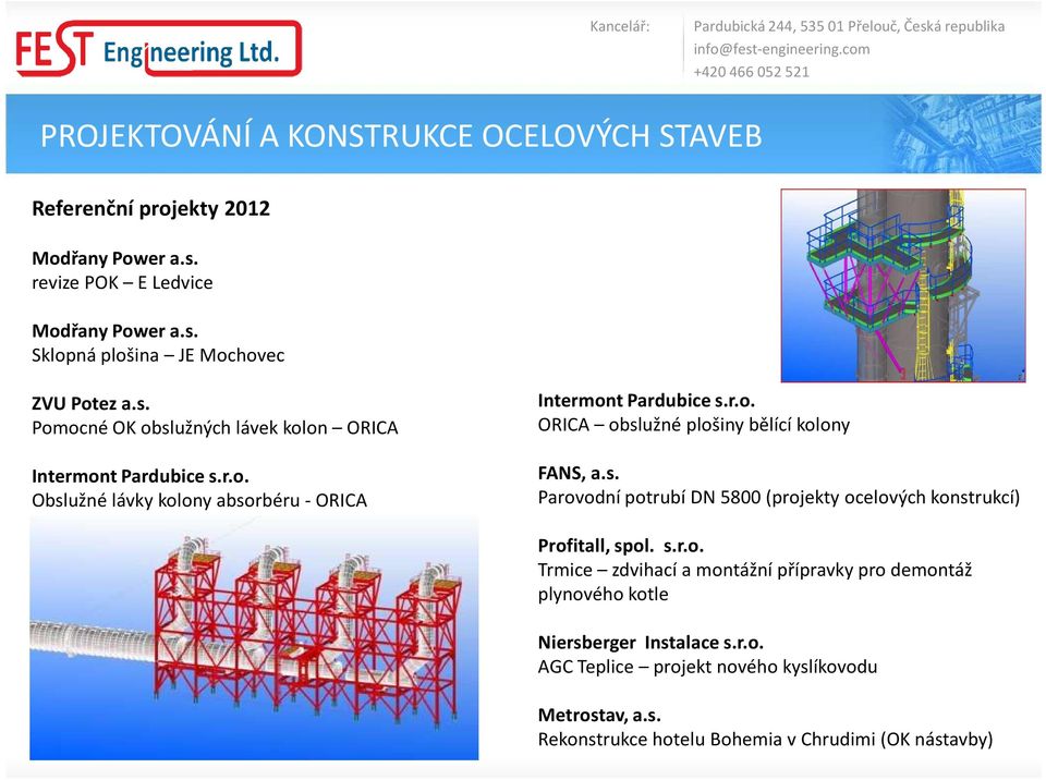 s.r.o. Trmice zdvihací a montážní přípravky pro demontáž plynového kotle Niersberger Instalace s.r.o. AGC Teplice projekt nového kyslíkovodu Metrostav, a.