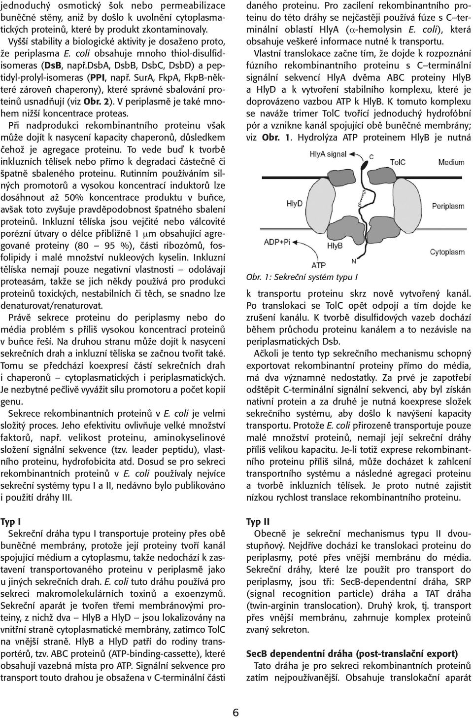 SurA, FkpA, FkpB-některé zároveň chaperony), které správné sbalování proteinů usnadňují (viz Obr. 2). V periplasmě je také mnohem nižší koncentrace proteas.