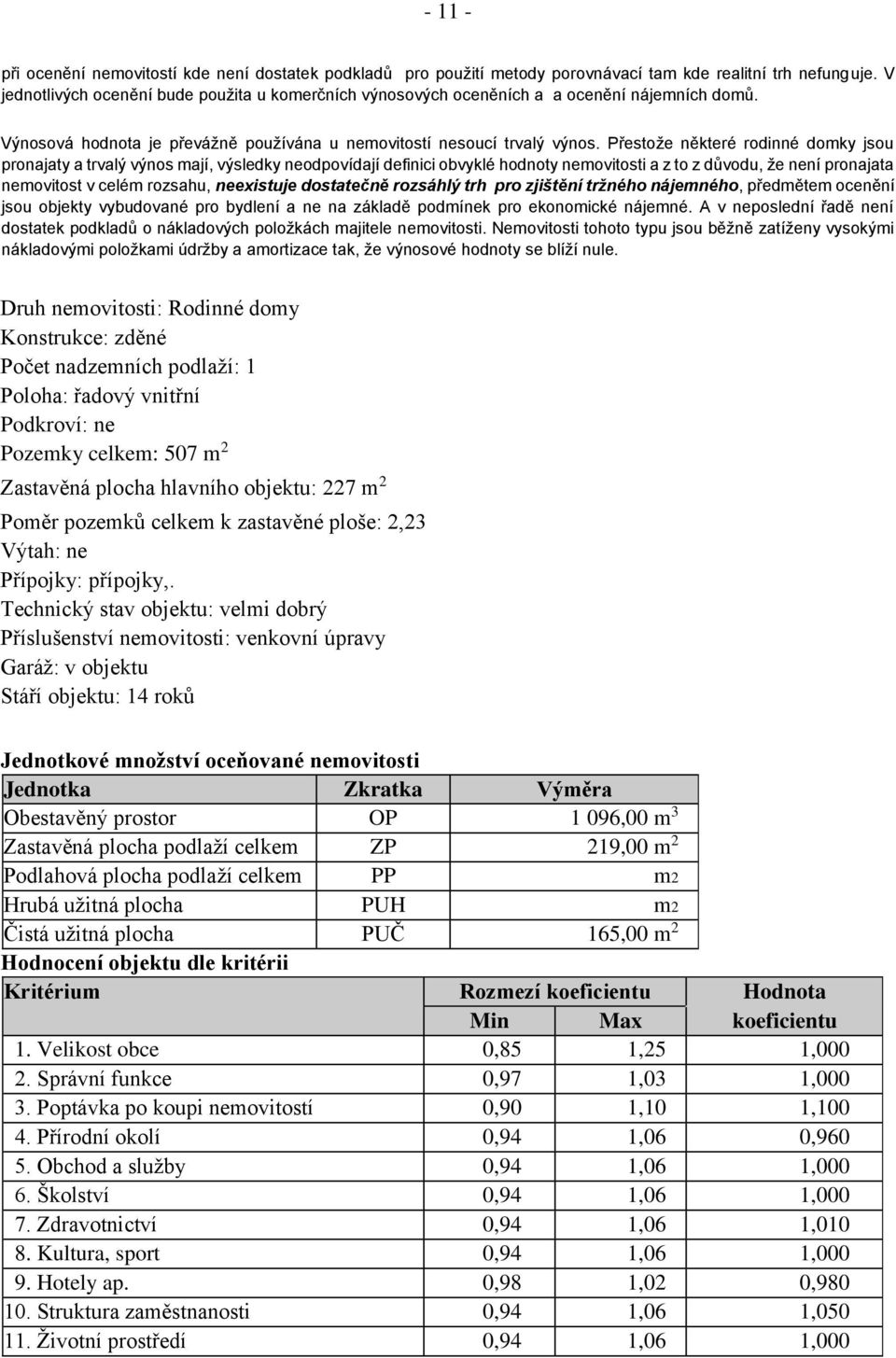 Přestože některé rodinné domky jsou pronajaty a trvalý výnos mají, výsledky neodpovídají definici obvyklé hodnoty nemovitosti a z to z důvodu, že není pronajata nemovitost v celém rozsahu, neexistuje