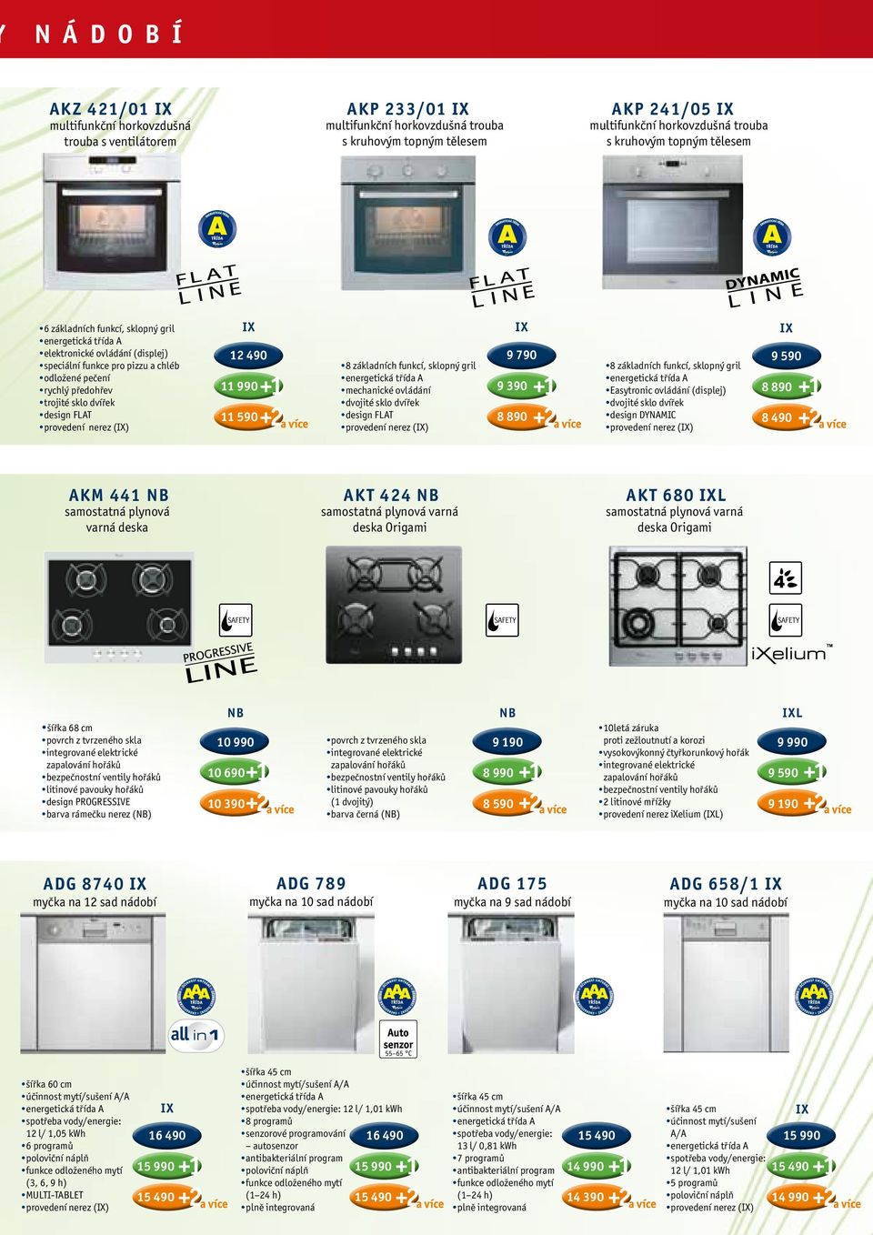 sklo dvířek design DYNAMIC provedení nerez () 9 590 8 890 8 490 AKM 441 NB samostatná plynová AK T 424 NB samostatná plynová varná deska Origami AK T 680 L samostatná plynová varná deska Origami