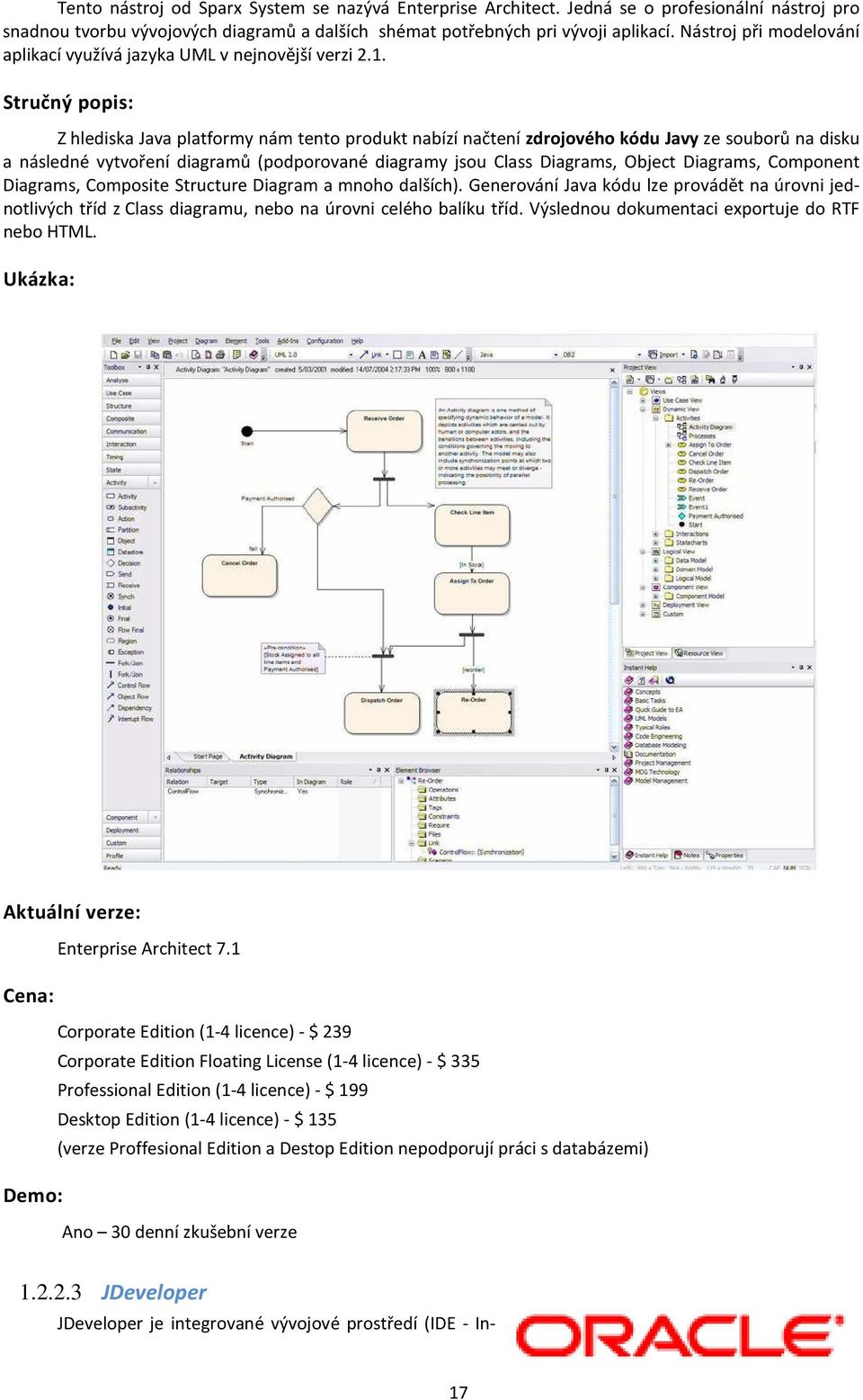 Stručný popis: Z hlediska Java platformy nám tento produkt nabízí načtení zdrojového kódu Javy ze souborů na disku a následné vytvoření diagramů (podporované diagramy jsou Class Diagrams, Object