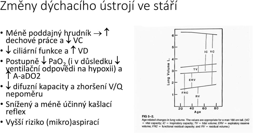 ventilační odpovědi na hypoxii) a A-aDO2 difuzní kapacity a