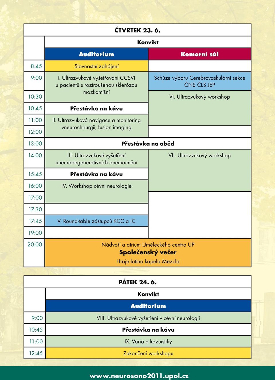 Ultrazvuková navigace a monitoring 12:00 vneurochirurgii, fusion imaging 13:00 Přestávka na oběd 14:00 III: Ultrazvukové vyšetření uneurodegenerativních onemocnění VII.