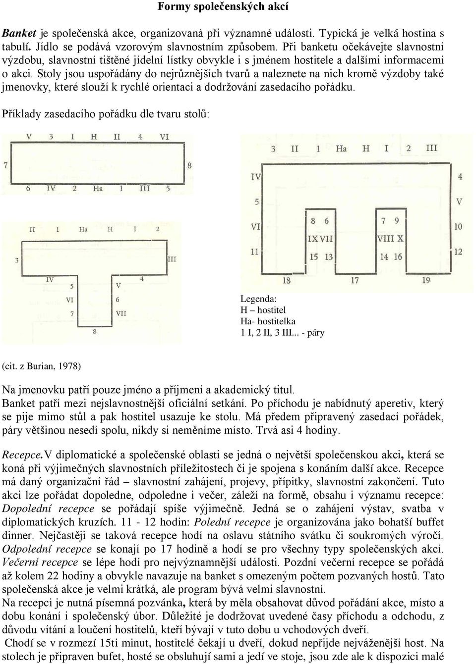 Stoly jsou uspořádány do nejrůznějších tvarů a naleznete na nich kromě výzdoby také jmenovky, které slouží k rychlé orientaci a dodržování zasedacího pořádku.