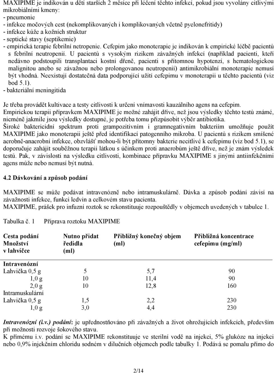 Cefepim jako monoterapie je indikován k empirické léčbě pacientů s febrilní neutropenií.