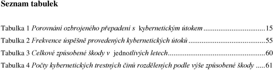 .. 55 Tabulka 3 Celkové způsobené škody v jednotlivých letech.