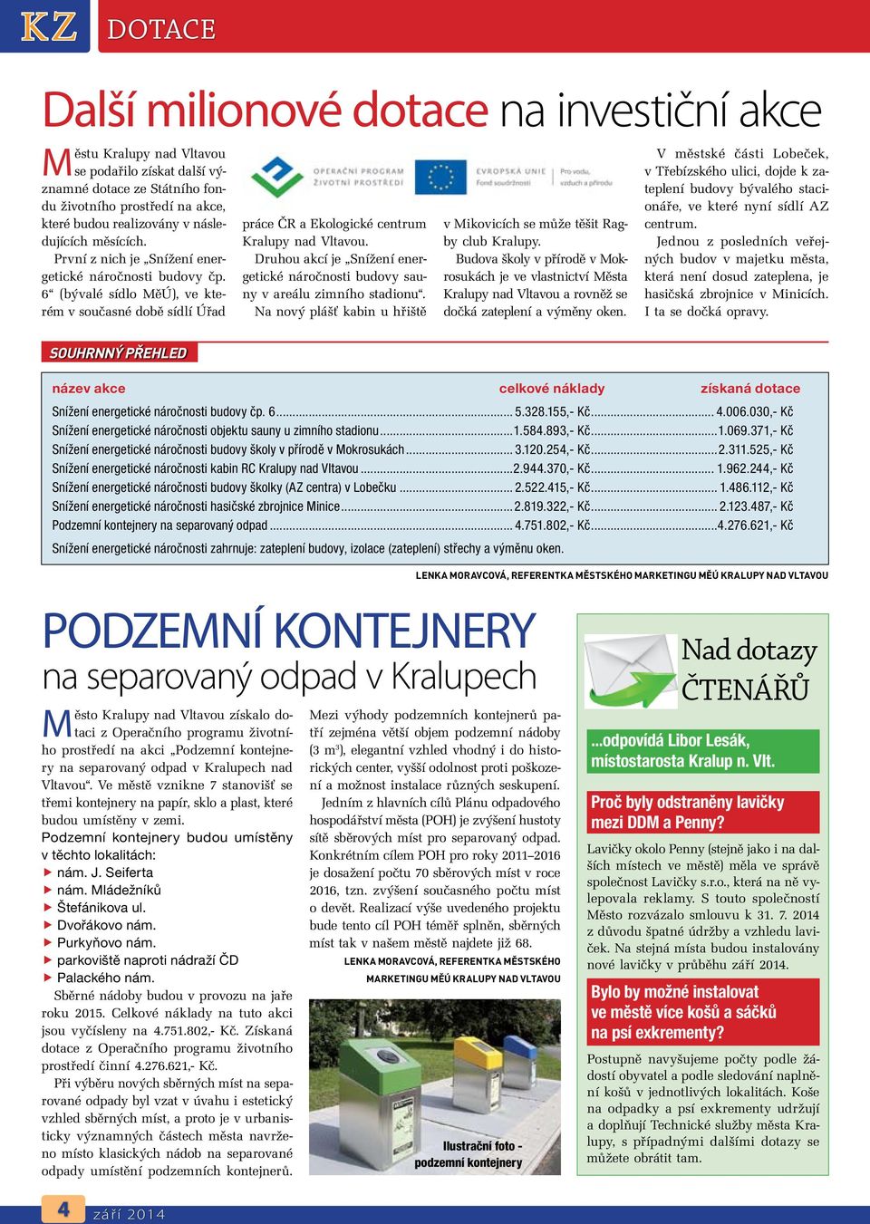 Druhou akcí je Snížení energetické náročnosti budovy sauny v areálu zimního stadionu. Na nový plášť kabin u hřiště v Mikovicích se může těšit Ragby club Kralupy.