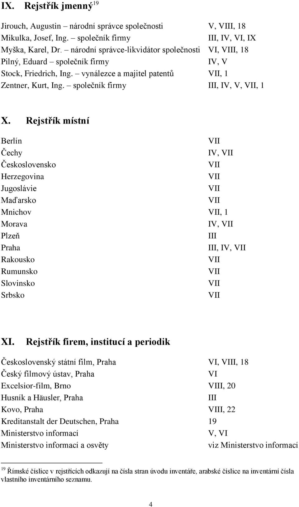 Rejstřík místní Berlín Čechy IV, Československo Herzegovina Jugoslávie Maďarsko Mnichov, 1 Morava IV, Plzeň Praha, IV, Rakousko Rumunsko Slovinsko Srbsko XI.