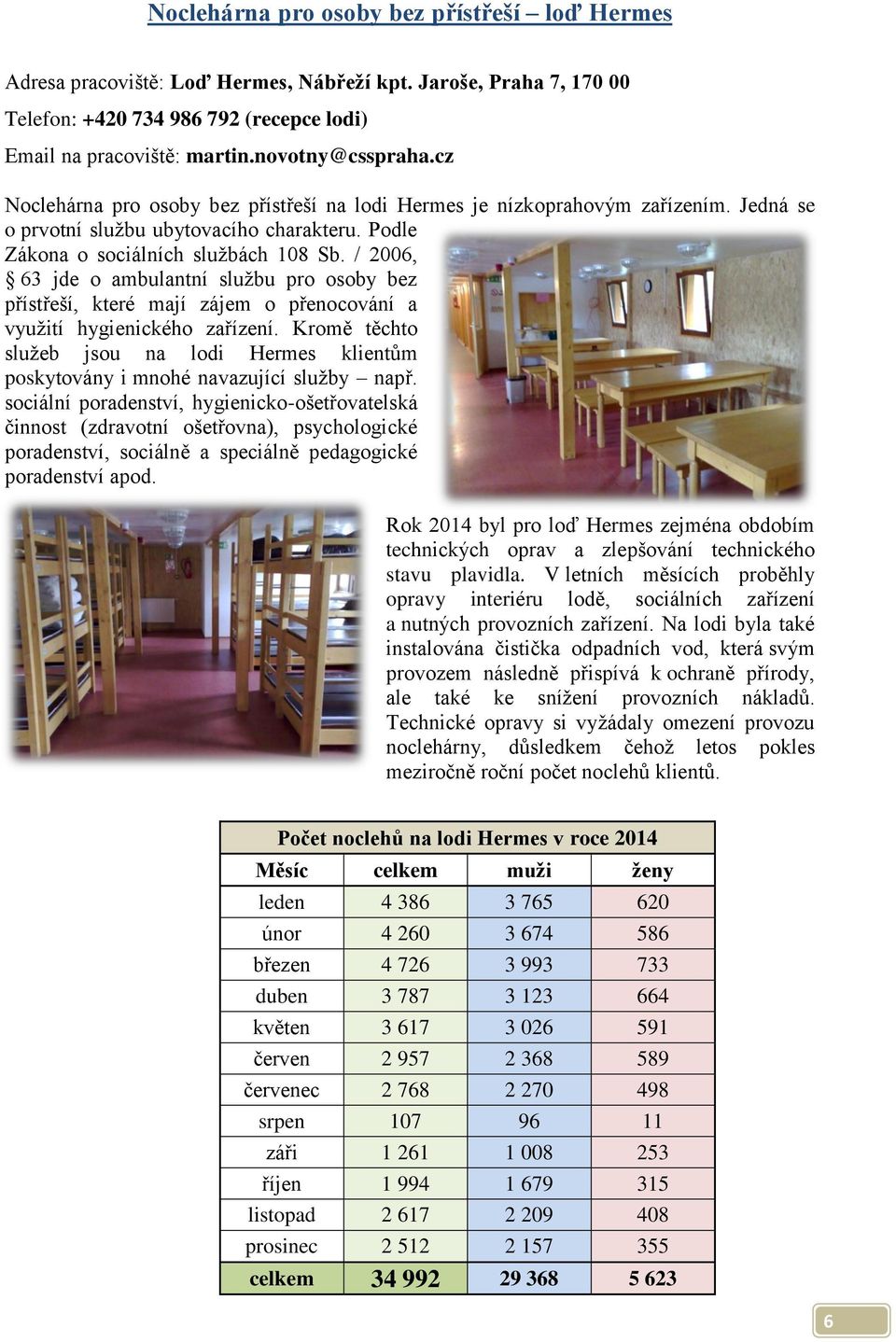 / 2006, 63 jde o ambulantní službu pro osoby bez přístřeší, které mají zájem o přenocování a využití hygienického zařízení.