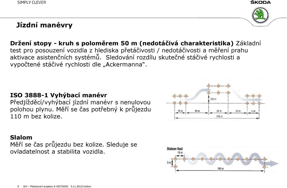 Sledování rozdílu skutečné stáčivé rychlosti a vypočtené stáčivé rychlosti dle Ackermanna.