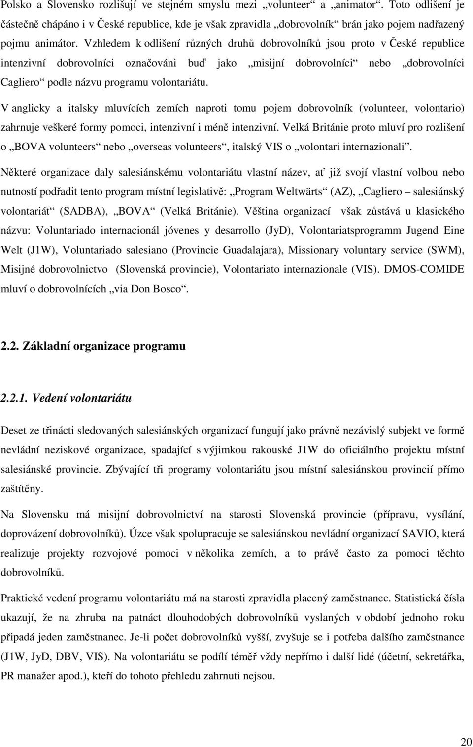 Vzhledem k odlišení různých druhů dobrovolníků jsou proto v České republice intenzivní dobrovolníci označováni buď jako misijní dobrovolníci nebo dobrovolníci Cagliero podle názvu programu