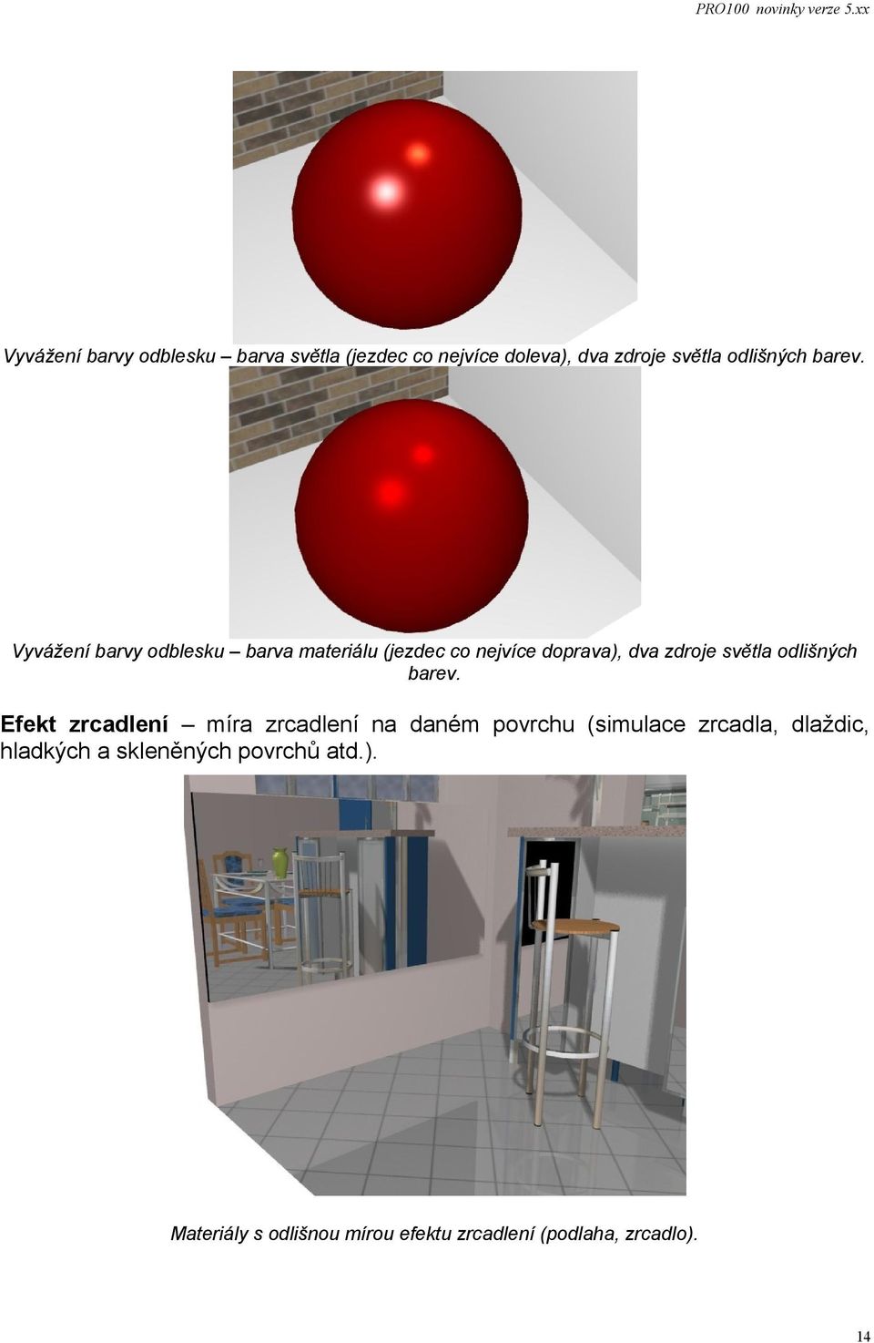 Vyvážení barvy odblesku barva materiálu (jezdec co nejvíce doprava), dva zdroje světla