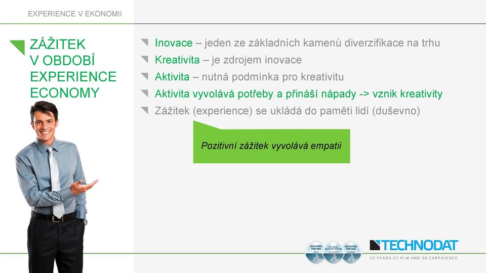 podmínka pro kreativitu Aktivita vyvolává potřeby a přináší nápady -> vznik