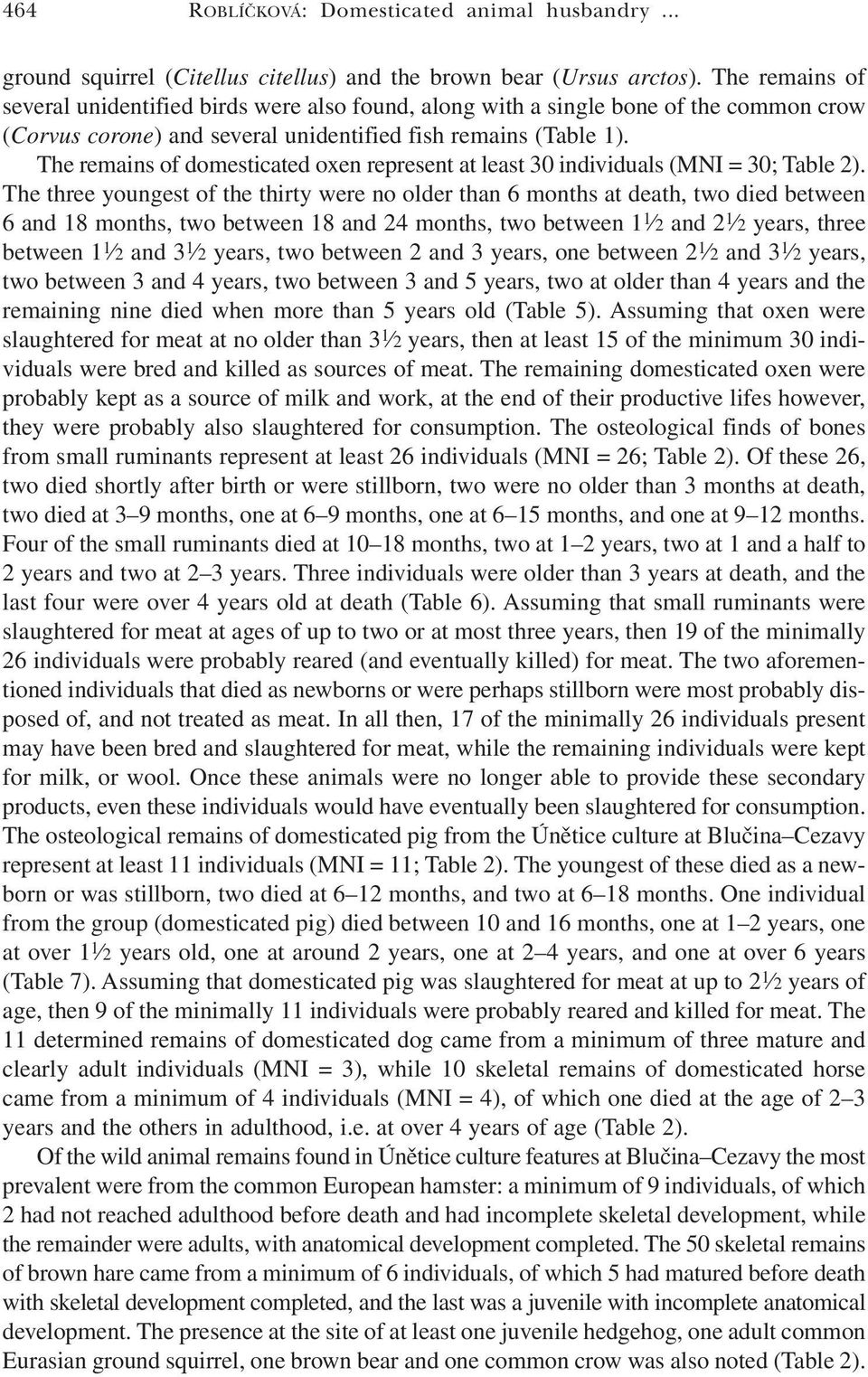 The remains of domesticated oxen represent at least 30 individuals (MNI = 30; Table 2).