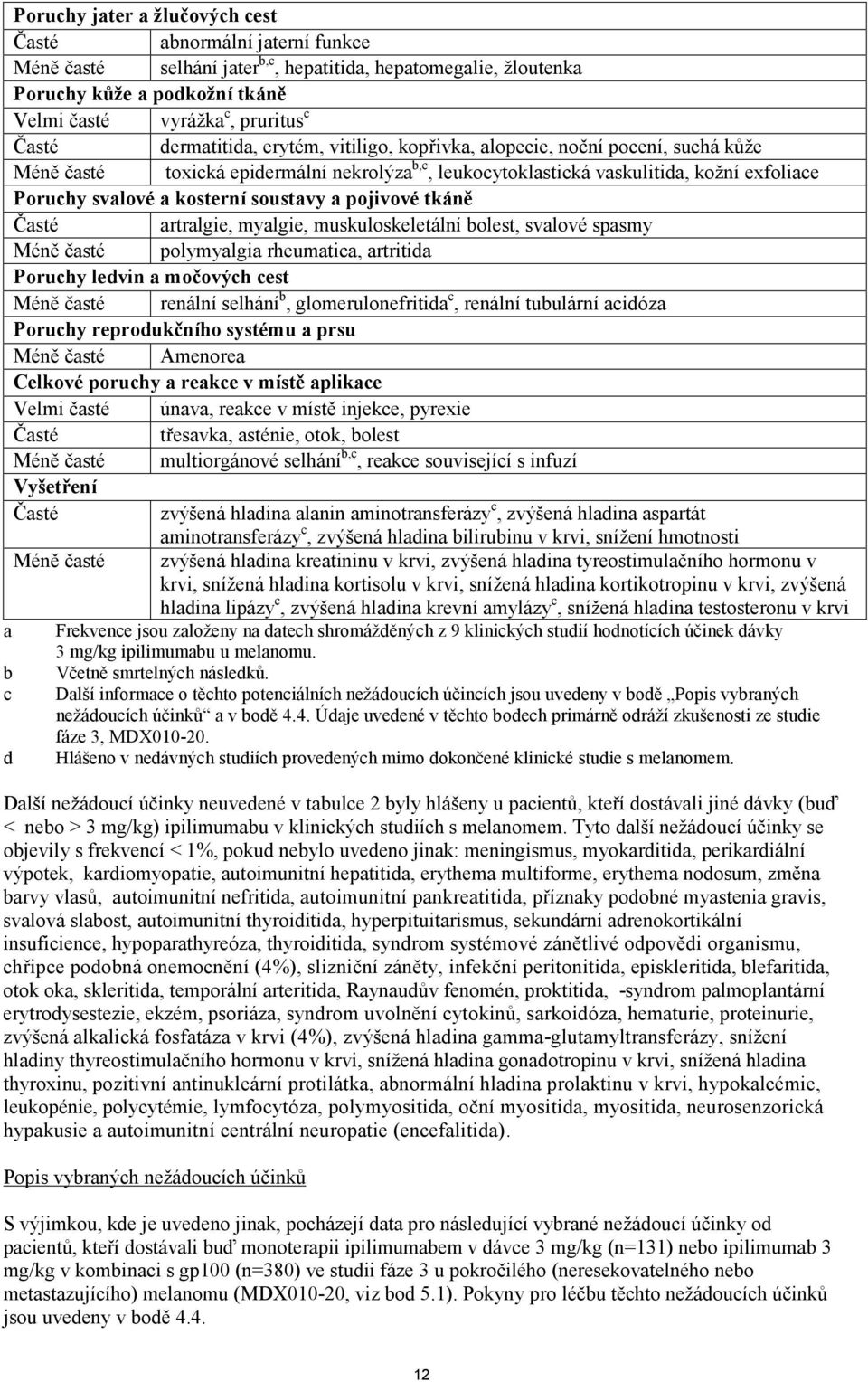 soustavy a pojivové tkáně Časté artralgie, myalgie, muskuloskeletální bolest, svalové spasmy Méně časté polymyalgia rheumatica, artritida Poruchy ledvin a močových cest Méně časté renální selhání b,