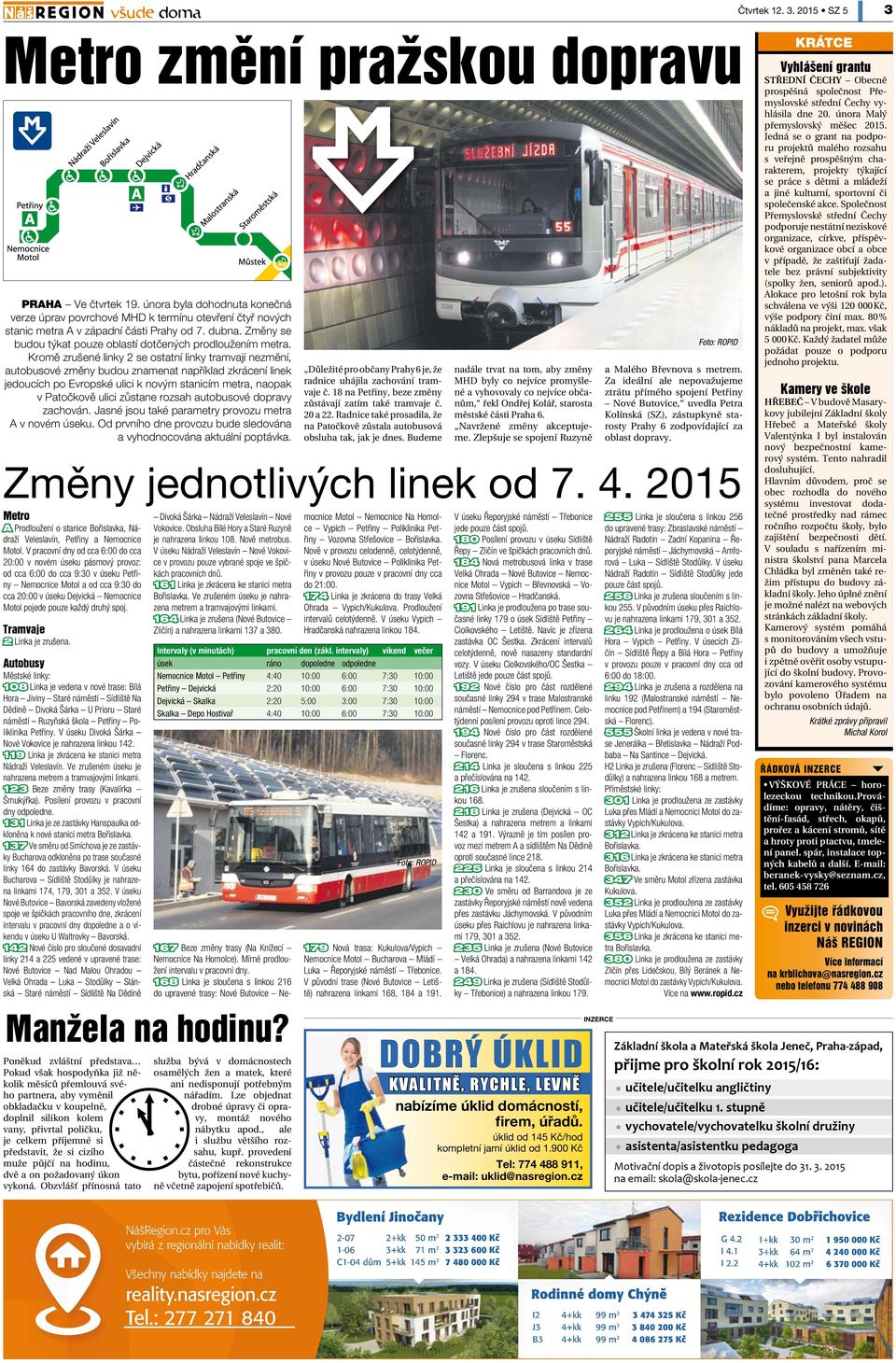 Kromě zrušené linky 2 se ostatní linky tramvají nezmění, autobusové změny budou znamenat například zkrácení linek jedoucích po Evropské ulici k novým stanicím metra, naopak v Patočkově ulici zůstane