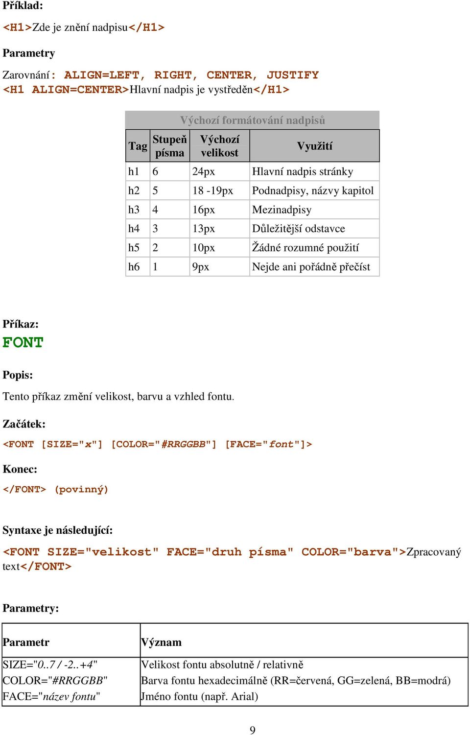 přečíst Příkaz: FONT Popis: Tento příkaz změní velikost, barvu a vzhled fontu.