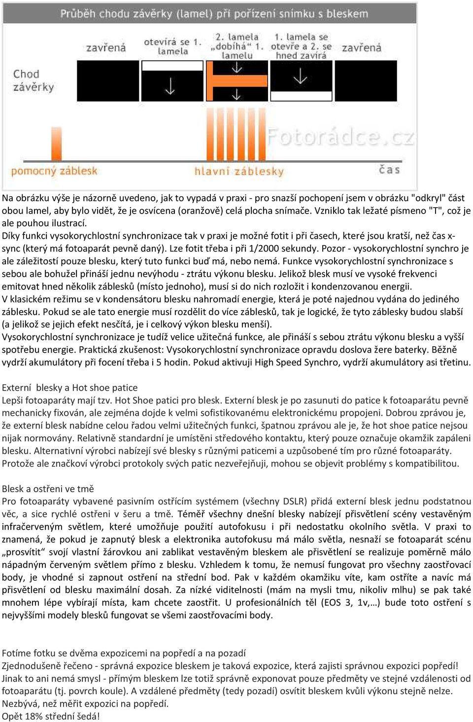 Díky funkci vysokorychlostní synchronizace tak v praxi je možné fotit i při časech, které jsou kratší, než čas x- sync (který má fotoaparát pevně daný). Lze fotit třeba i při 1/2000 sekundy.