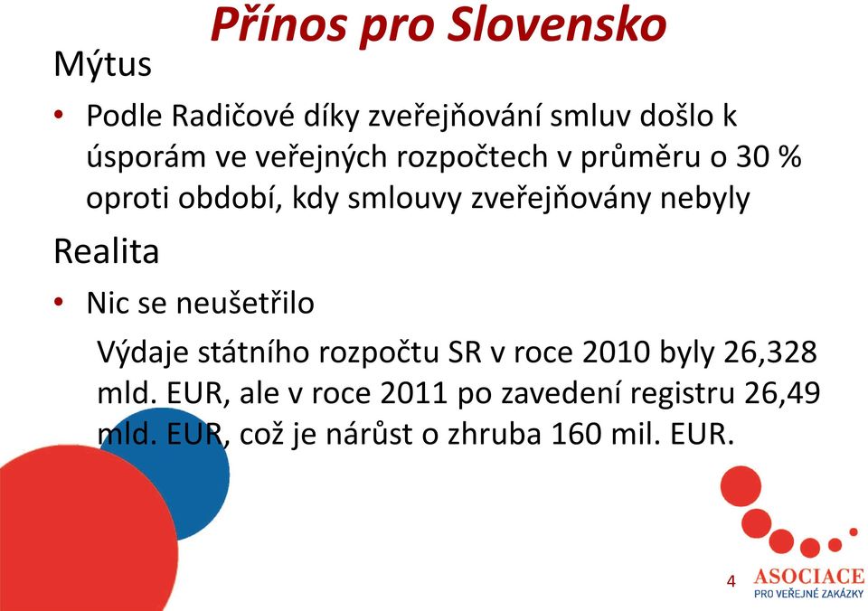 Realita Nic se neušetřilo Výdaje státního rozpočtu SR v roce 2010 byly 26,328 mld.