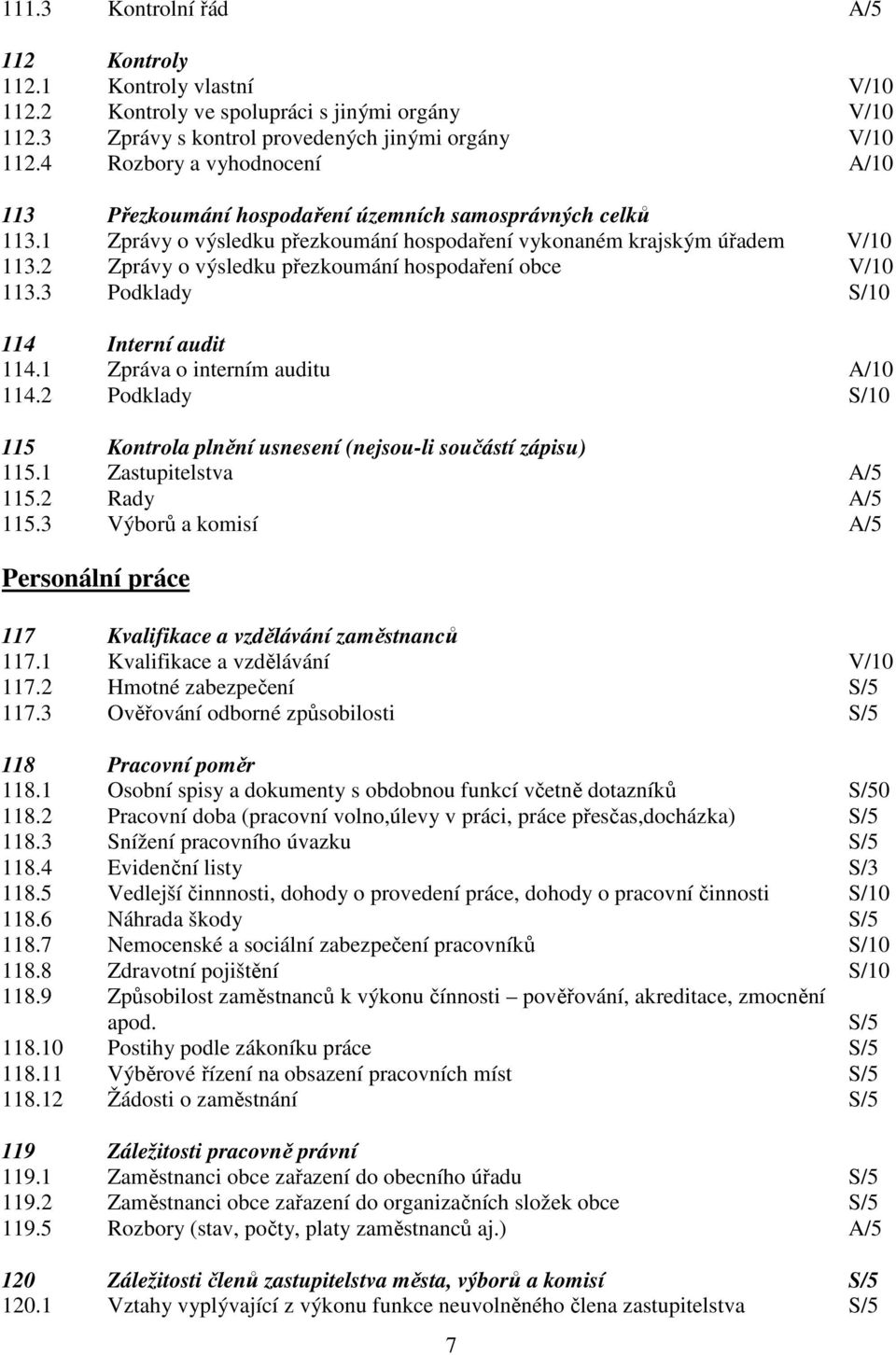 2 Zprávy o výsledku přezkoumání hospodaření obce V/10 113.3 Podklady S/10 114 Interní audit 114.1 Zpráva o interním auditu A/10 114.