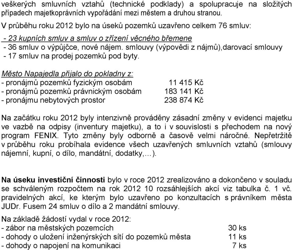 smlouvy (výpovědi z nájmů),darovací smlouvy - 17 smluv na prodej pozemků pod byty.