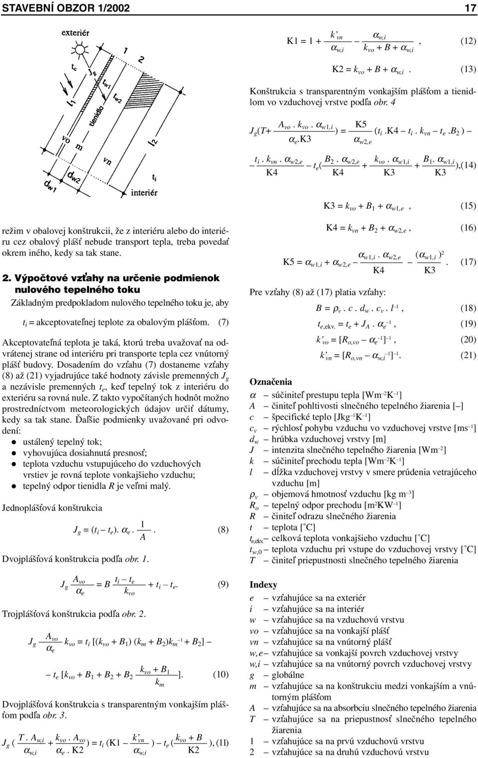 α w1,i t e ( + + ),(14) K4 K4 K3 K3 K3 = k vo + B 1 + α w1,e, (15) režim v obalovej konštrukcii, že z interiéru alebo do interiéru cez obalový pláš nebude transport tepla, treba poveda okrem iného,