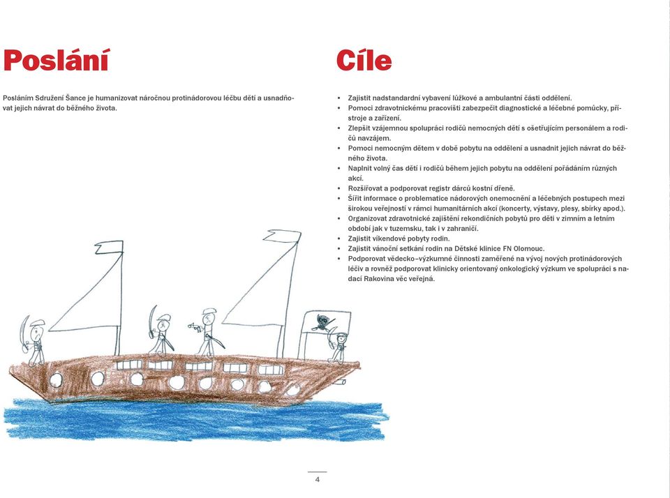 Zlepšit vzájemnou spolupráci rodičů nemocných dětí s ošetřujícím personálem a rodičů navzájem. Pomoci nemocným dětem v době pobytu na oddělení a usnadnit jejich návrat do běžného života.