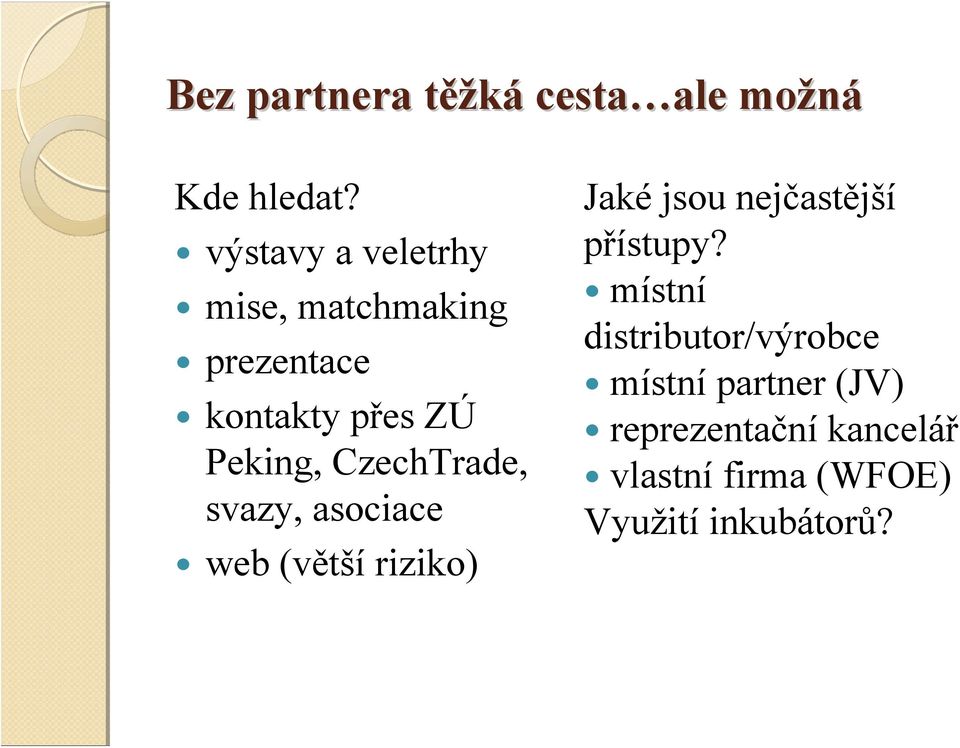 CzechTrade, svazy, asociace web (větší riziko) Jaké jsou nejčastější přístupy?