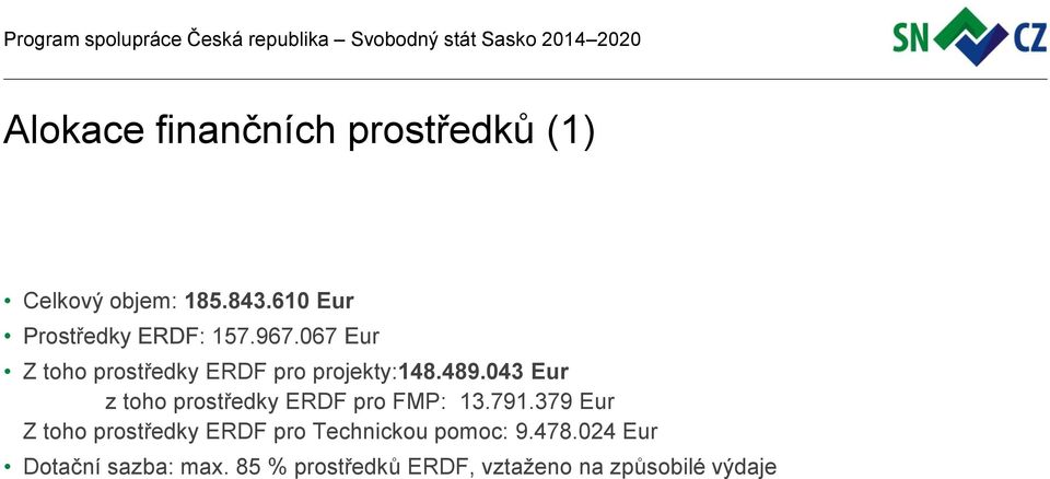 489.043 Eur z toho prostředky ERDF pro FMP: 13.791.