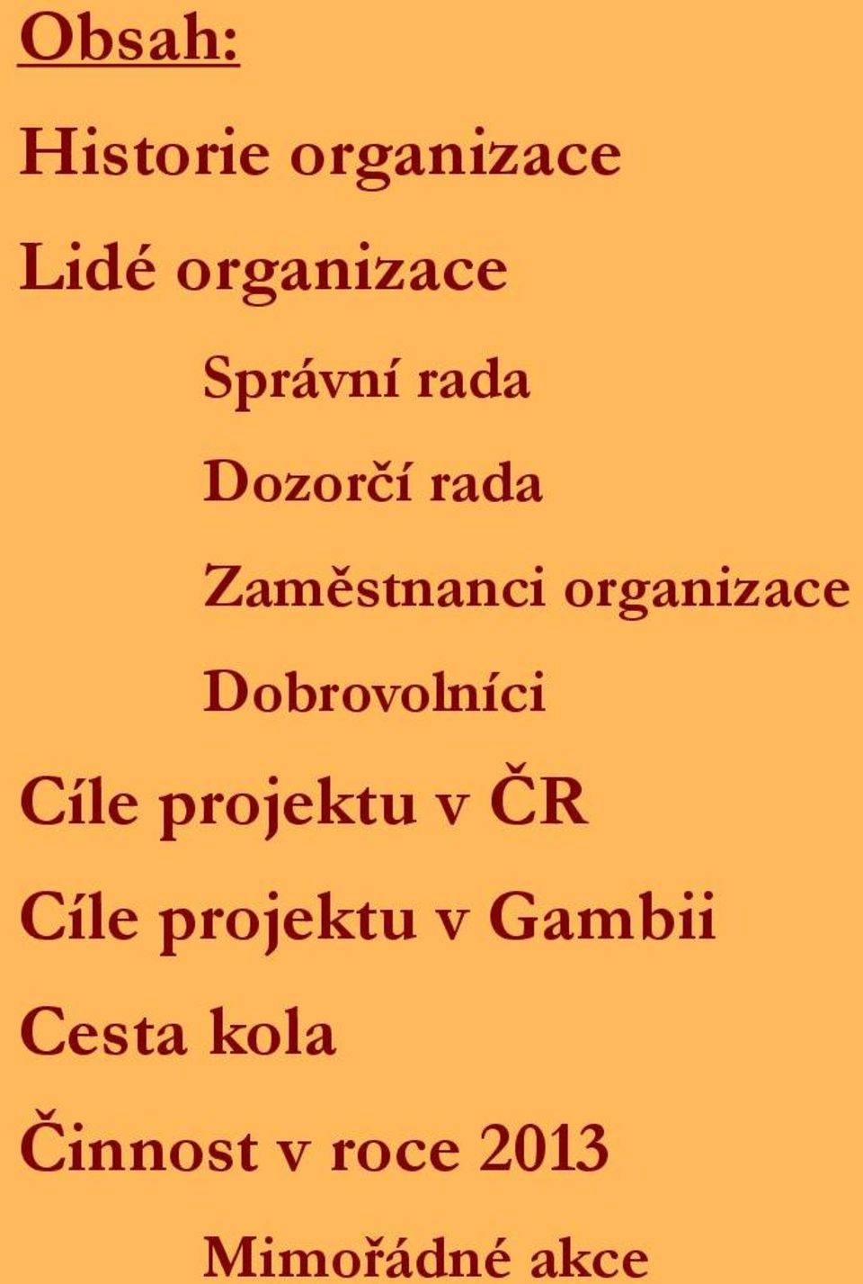 organizace Dobrovolníci Cíle projektu v ČR Cíle